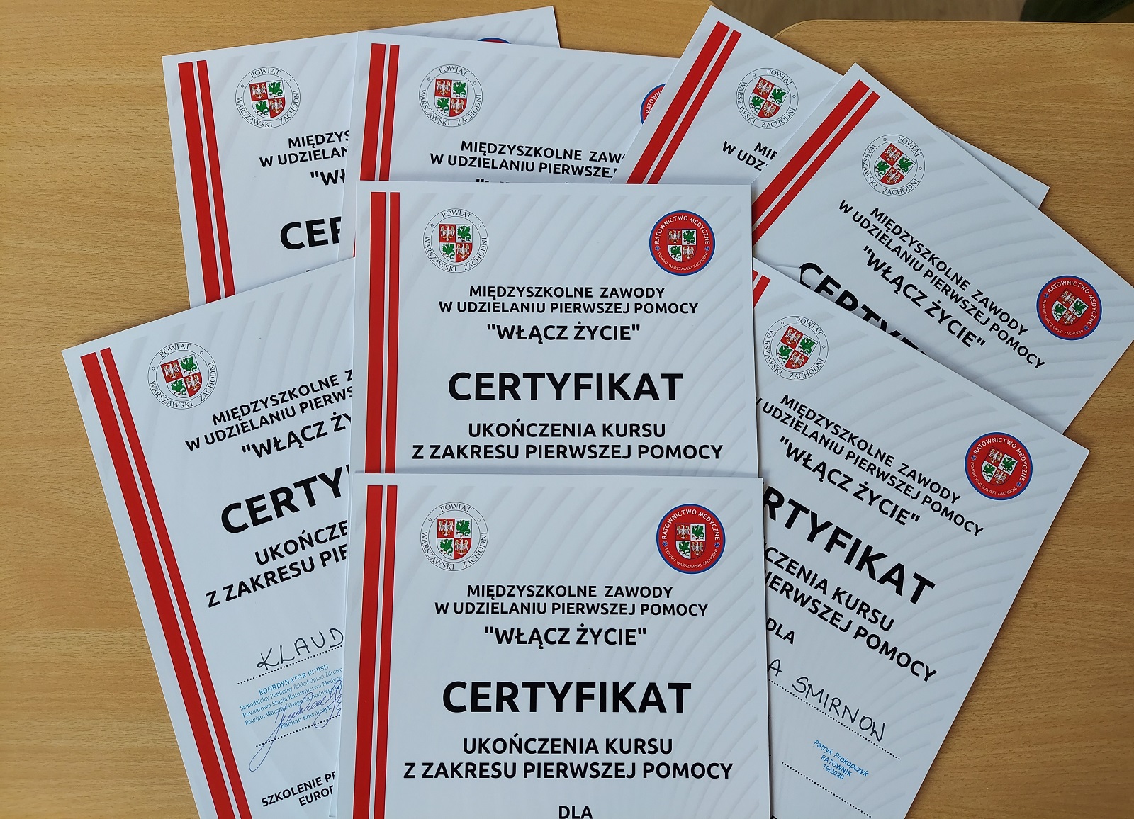 certyfikaty uczestników kursu